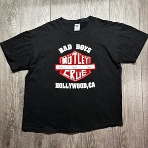Vintage Motley Crue Bad Boys Harley Shirt XL Y2k Girls Black